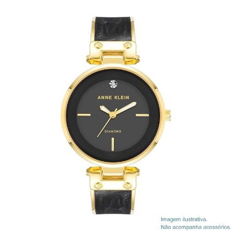 relógio feminino anne klein preto/amarelo a-mbi