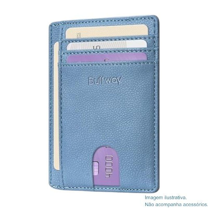 porta-cartão buffway slim com bloqueio rfid azul a-mbi
