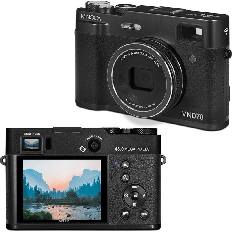 câmera retro 5k de 48mp 32gb minolta preto a-mbi
