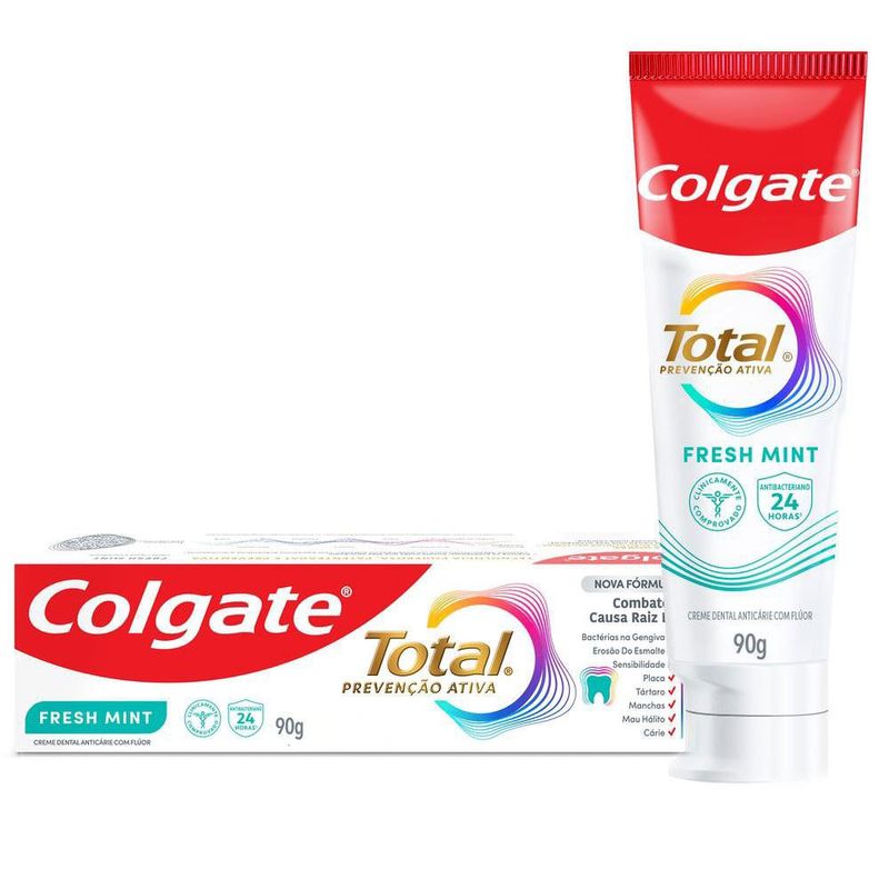 creme dental colgate total prevenção ativa fresh mint 90g