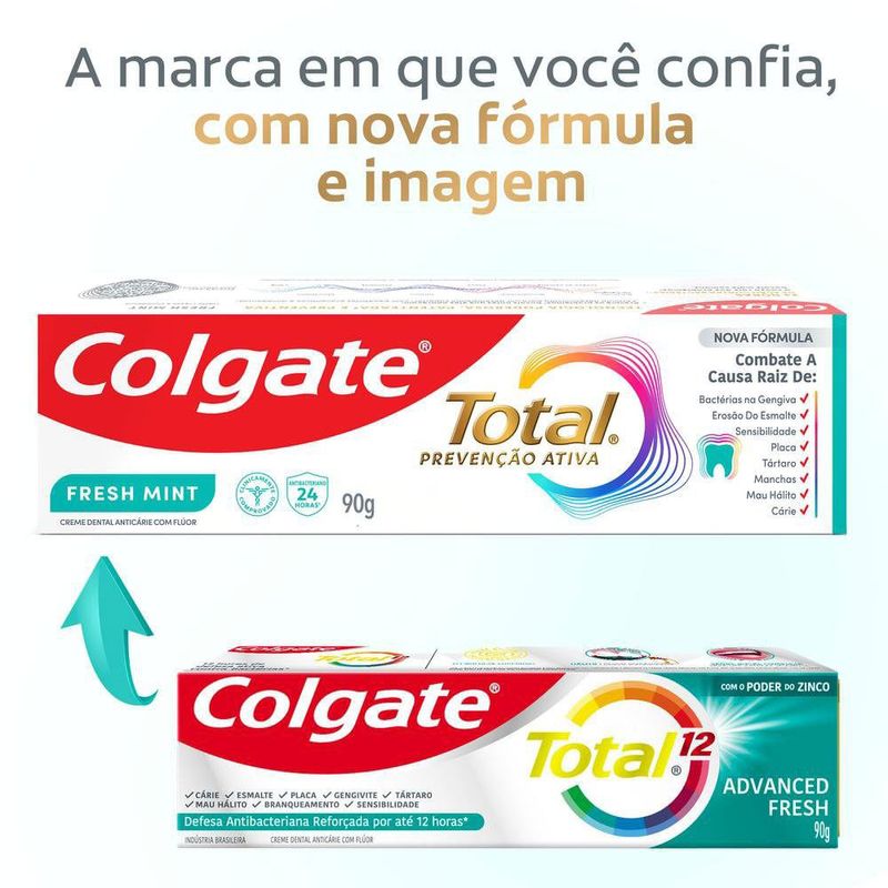 creme dental colgate total prevenção ativa fresh mint 90g