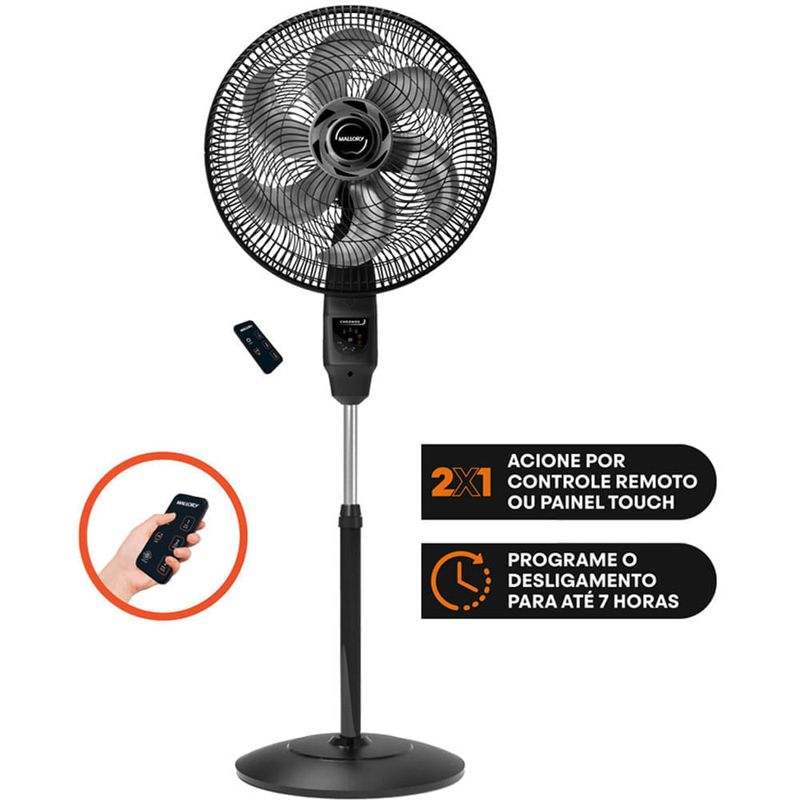 ventilador de coluna mallory chronos 40cm 6 pás 127v preto