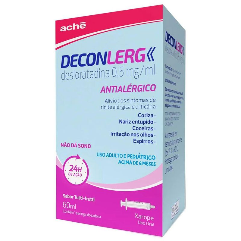 deconlerg desloratadina 0,5mg/ml 60ml xarope + seringa sabor tutti-frutti aché