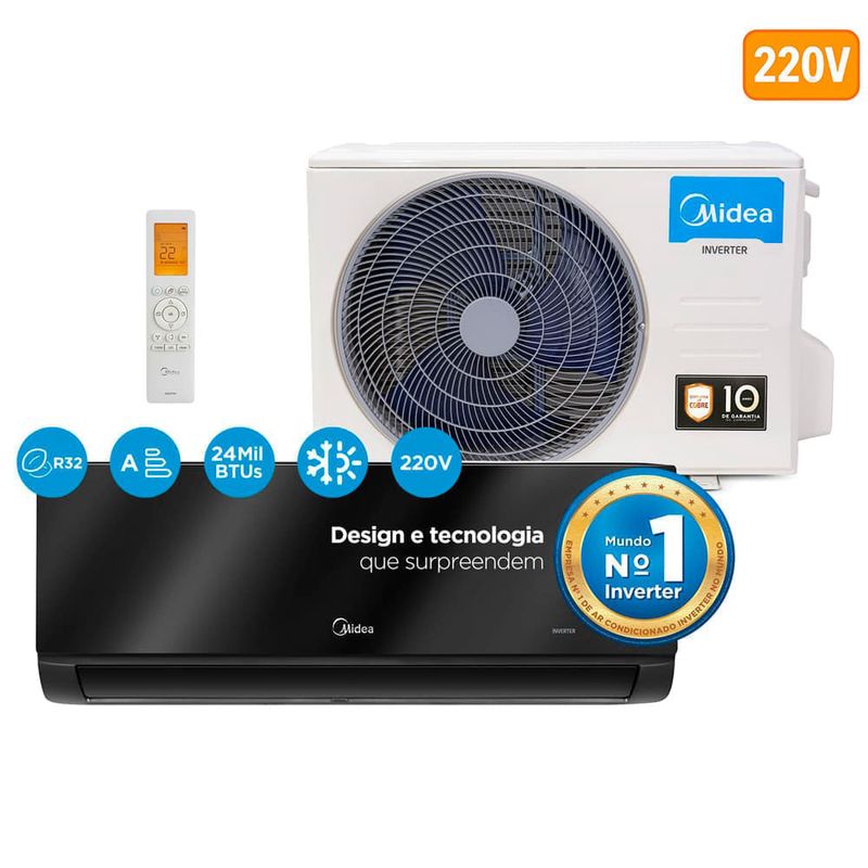 ar-condicionado split inverter 24.000 btus midea xtreme save black 42mgvqi24m5/38mgvqi24m5