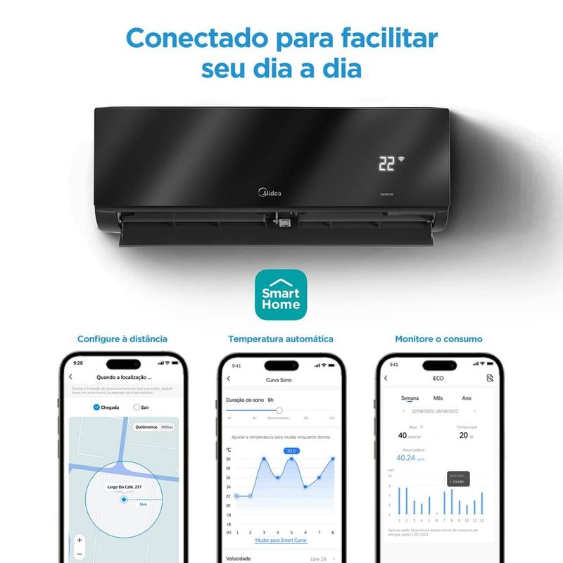 ar-condicionado split inverter 24.000 btus midea xtreme save black 42mgvqi24m5/38mgvqi24m5