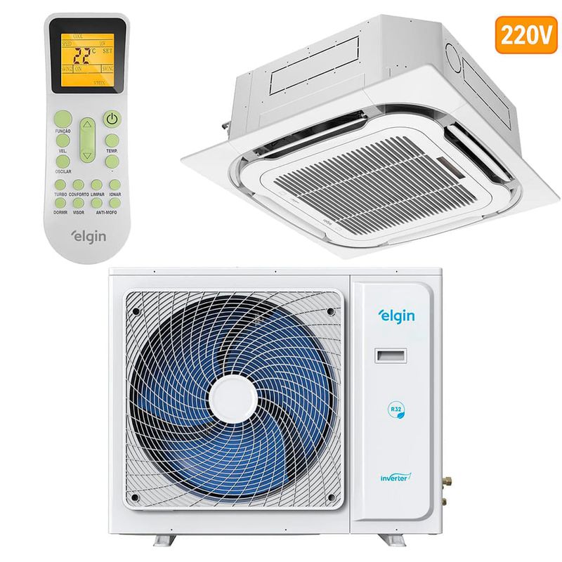 ar-condicionado cassete inverter 48.000 btus elgin 220v branco 45kdfe48