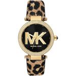 relógio com estampa animal michael kors feminino dourado a-mbi