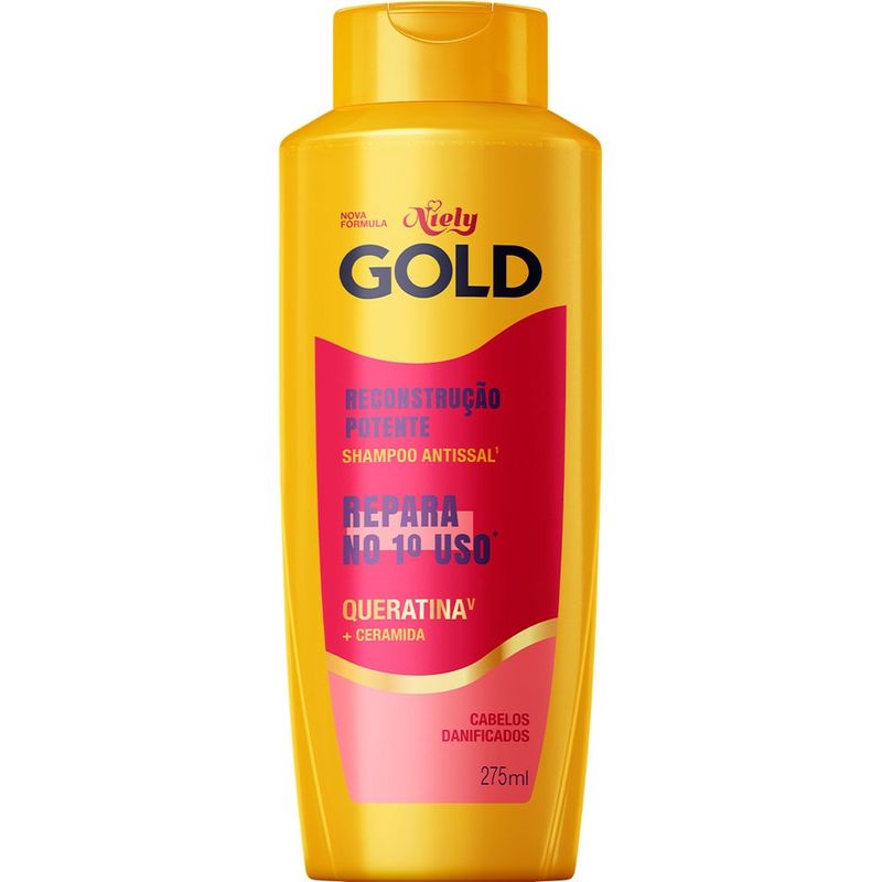 shampoo niely gold reconstrução potente 275ml