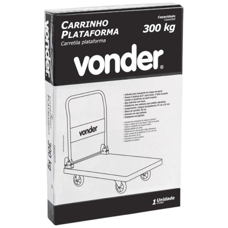 carrinho plataforma para carga vonder até 300kg (mp)