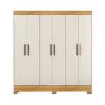 guarda-roupa 6 portas 2 gavetas baumon autazes cor cinamomo com off white 63220
