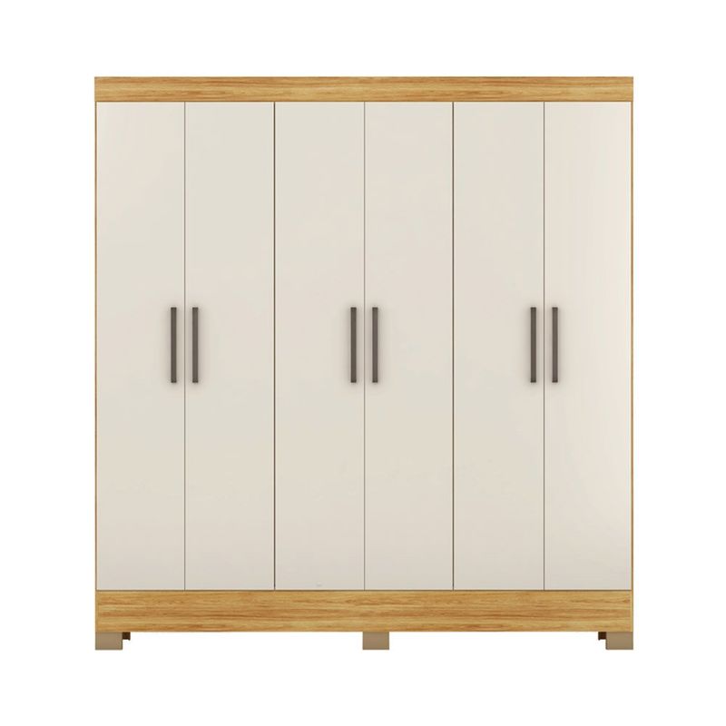 guarda-roupa 6 portas 2 gavetas baumon autazes cor cinamomo com off white 63220