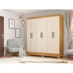 guarda-roupa 6 portas 2 gavetas baumon autazes cor cinamomo com off white 63220
