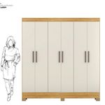 guarda-roupa 6 portas 2 gavetas baumon autazes cor cinamomo com off white 63220