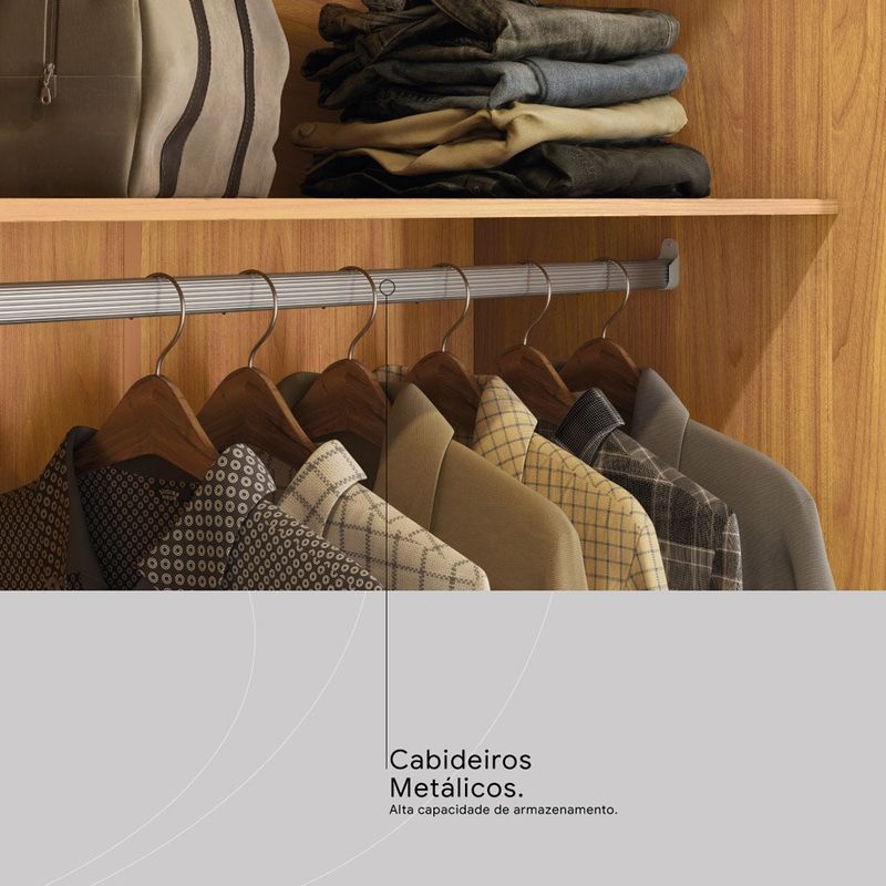 guarda-roupa 6 portas 2 gavetas baumon autazes cor cinamomo com off white 63220