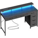 mesa de escritório huger 6 gavetas led preto a-mbi