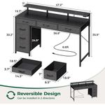 mesa de escritório huger 6 gavetas led preto a-mbi