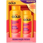 kit shampoo 275ml e condicionador 175ml niely gold reconstrução