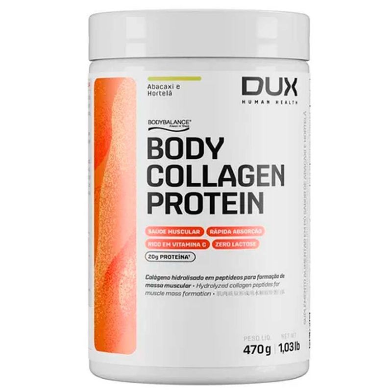 body collagen protein dux nutrition sabor abacaxi e hortelã 470g
