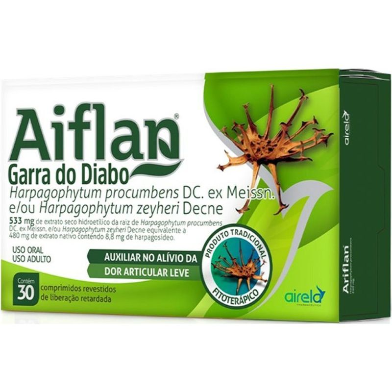 aiflan garra do diabo 533mg 30 comprimidos revestidos de liberação retardada airela