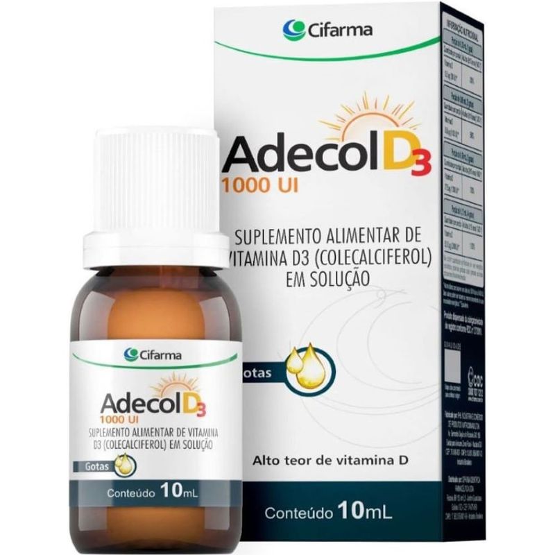 adecol d3 colecalciferol 1000ui suplemento alimentar solução gotas 10ml cifarma