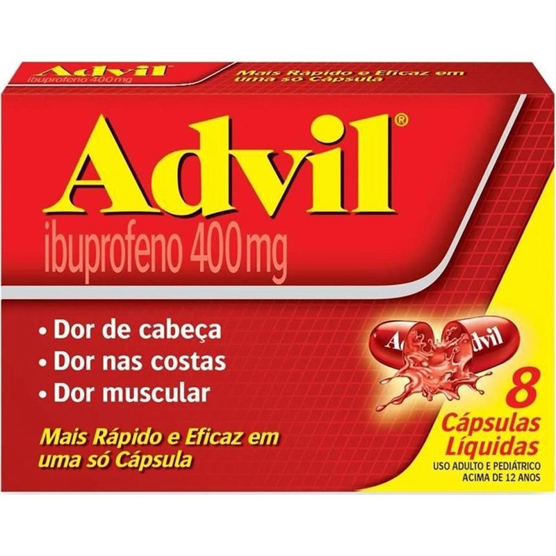 advil ibuprofeno 400mg 8 cápsulas haleon
