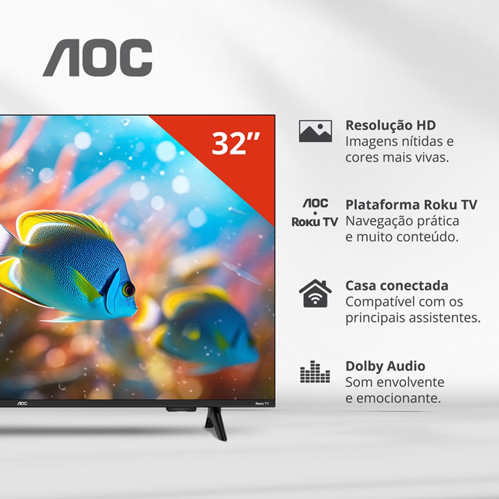 Smart TV 32 Polegadas AOC LED HD Roku 32S5155/78G