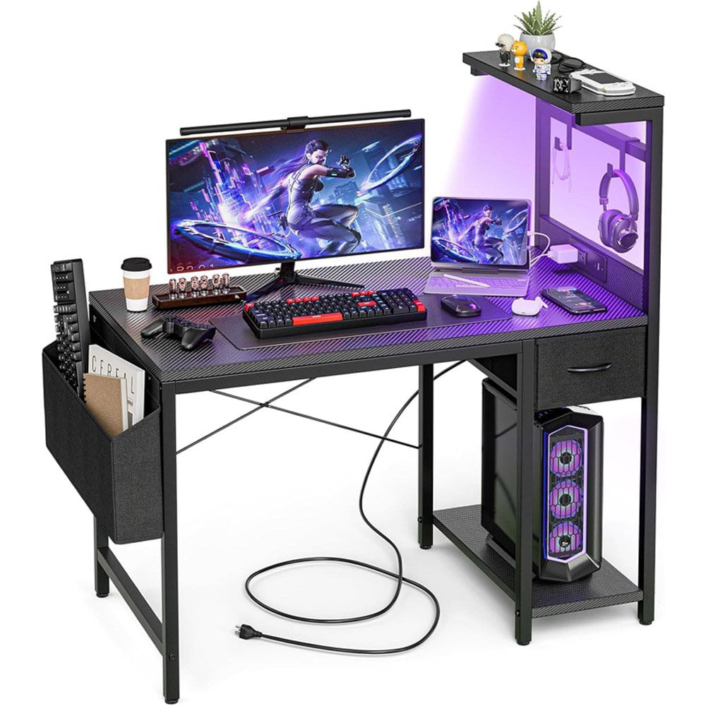 Mesa Gamer Com Tomada E Luz LED De 55