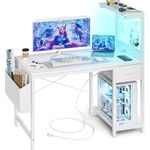 mesa gamer com tomada e luz led de fibra de carbono grandder branco a-mbi