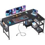 mesa gamer com tomadas usb e luzes led em formato l pequena reversível odk preto a-mbi