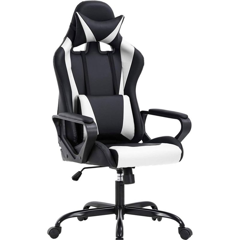 cadeira gamer com encosto alto em pu bestoffice branco a-mbi