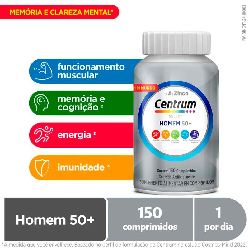 suplemento alimentar centrum select homem 50+ 150 comprimidos haleon