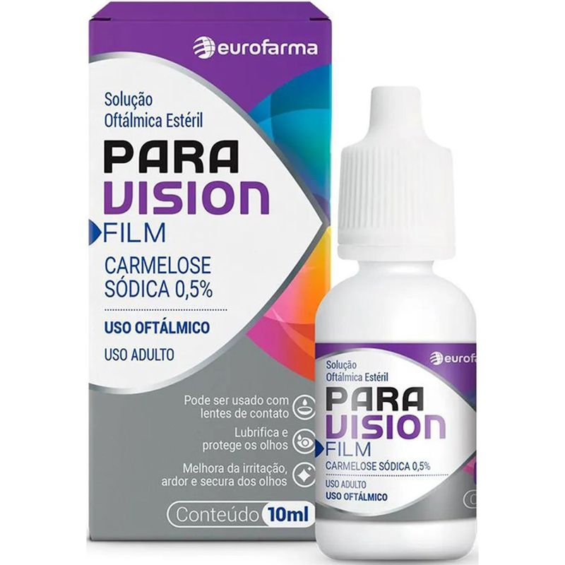 colírio paravision film carmelose sódica 0,5% 10ml solução oftálmica eurofarma