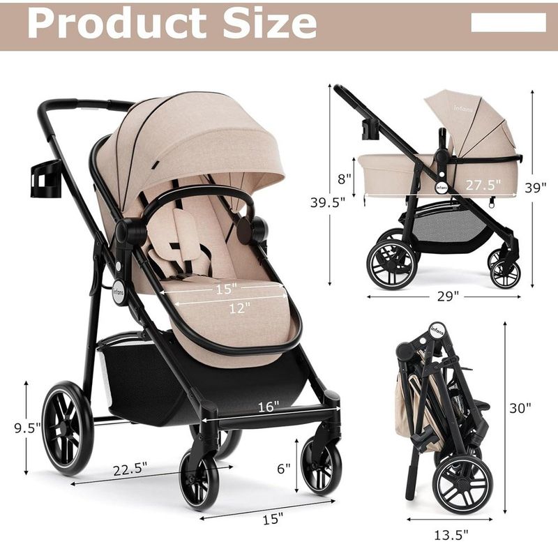 carrinho de bebê infans dobrável caqui a-mbi