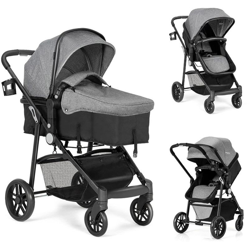 carrinho de bebê baby joy conversível cinza a-mbi