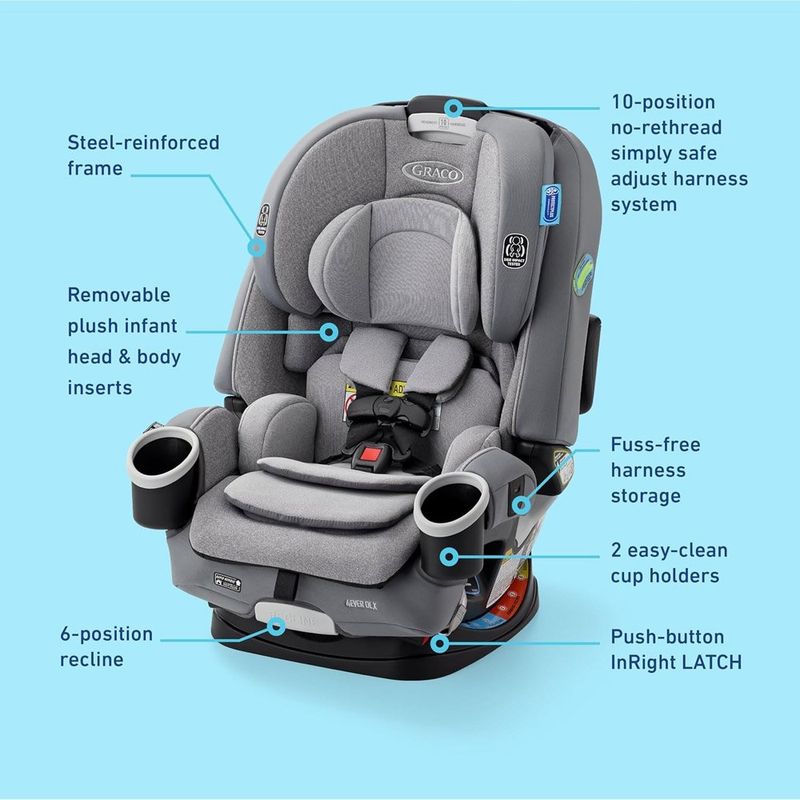 cadeirinha para carro graco 4 em 1 dlx cinza a-mbi