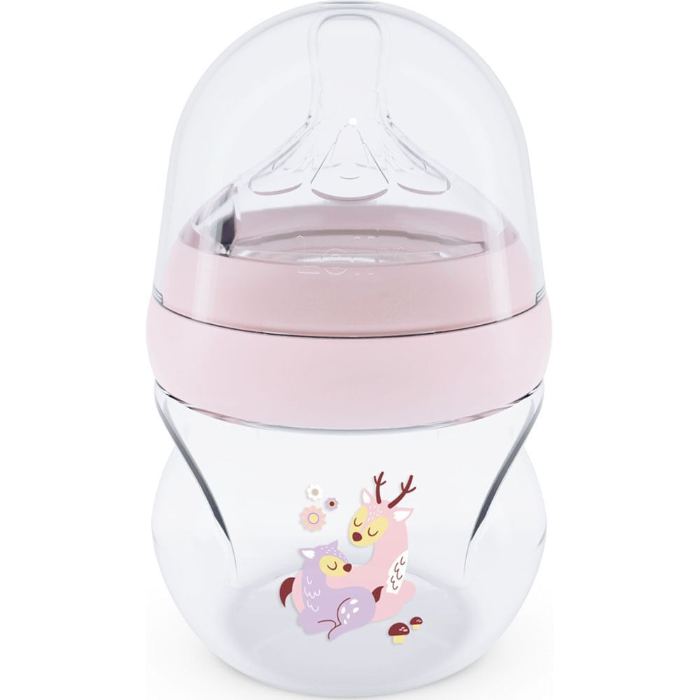 Encontraproduto.com.br - Mamadeira Lolly Kinddy Nature 0+ Rosa 130ml