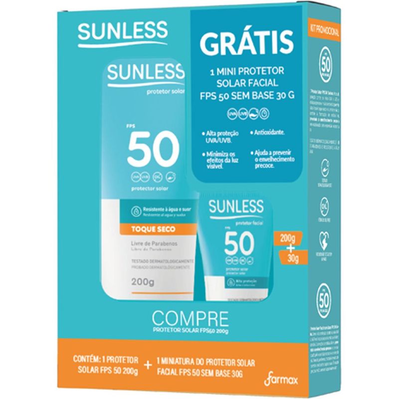 kit protetor solar fps50 200g + fps50 30g