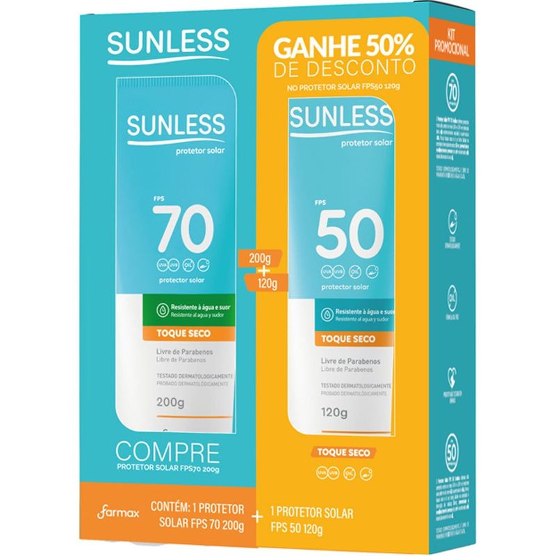 kit protetor solar sunless fps70 200g + fps50 120g