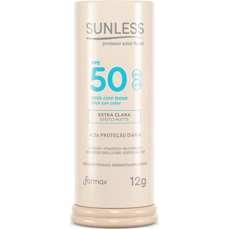protetor solar facial stick sunless extra claro sunless 12g