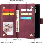 capinha para iphone 13 ueebai magnética com porta-cartões vinho a-mbi