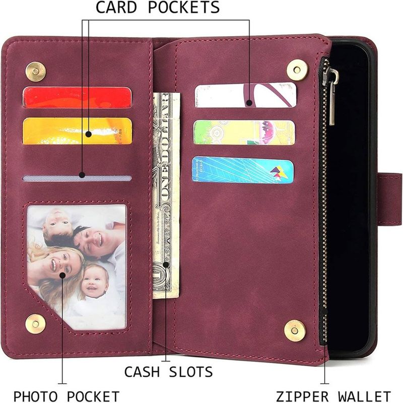 capinha para iphone 13 ueebai magnética com porta-cartões vinho a-mbi