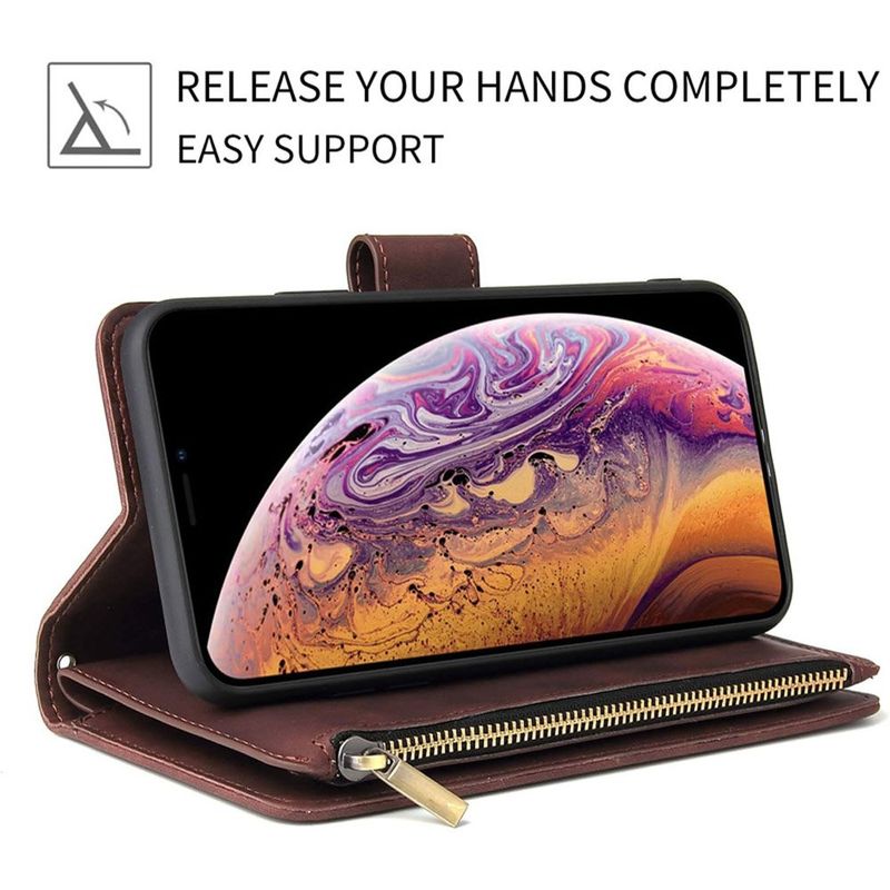 capinha para iphone 13 ueebai magnética com porta-cartões vinho a-mbi