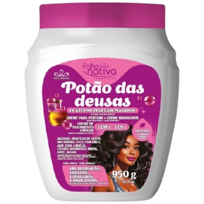 creme de hidratação folha nativa 3 em 1 potão das deusas 950g (mp)