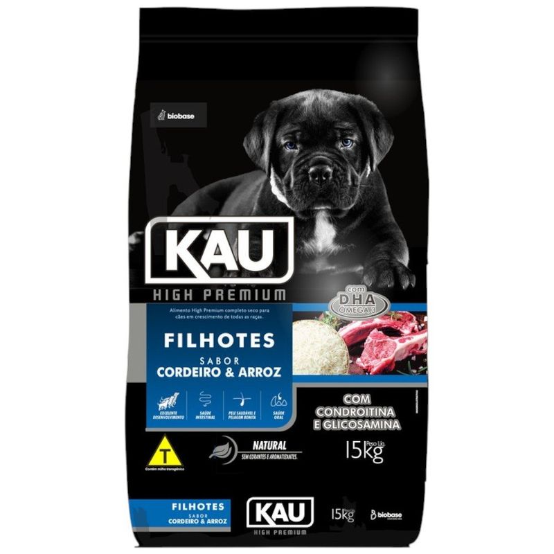 ração para cães filhotes kau high premium todas as raças cordeiro e arroz 15kg (mp)