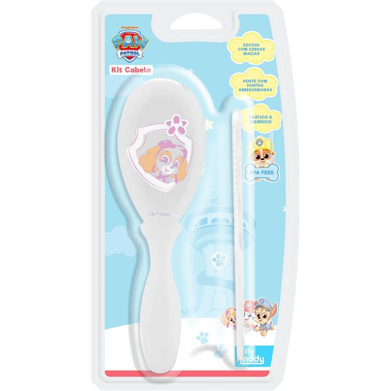 kit escova e pente lolly patrulha canina feminino