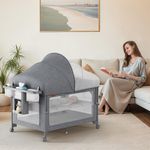 berço portátil 4 em 1 tinyglow cinza a-mbi