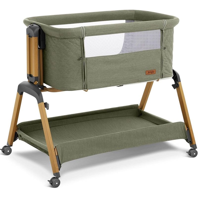 berço de balanço 3 em 1 com rodas jimglo verde a-mbi