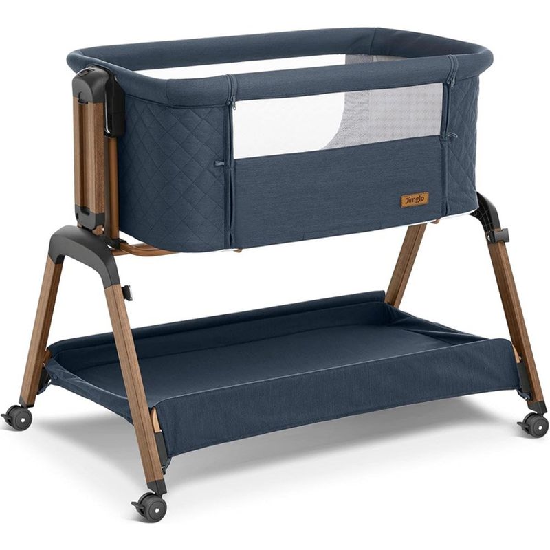 berço de balanço 3 em 1 com rodas jimglo azul escuro a-mbi