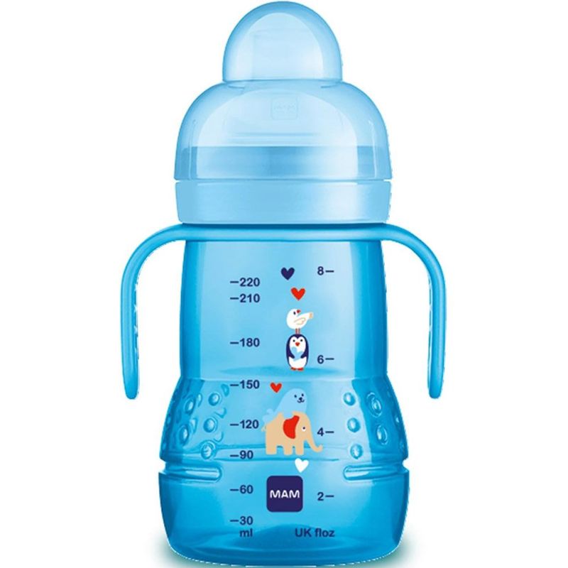copo com canudinho 227ml para crianças de 1 a 3 anos mam azul a-mbi