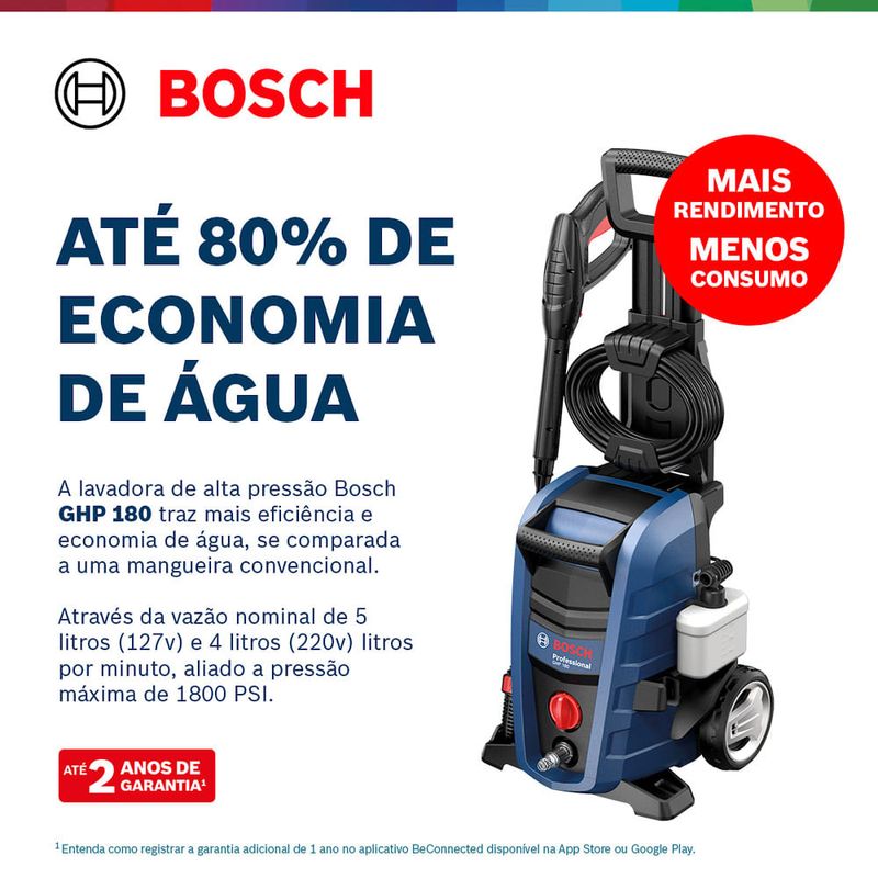 lavadora de alta pressão 1800 psi 1500w 127v ghp180 bosch